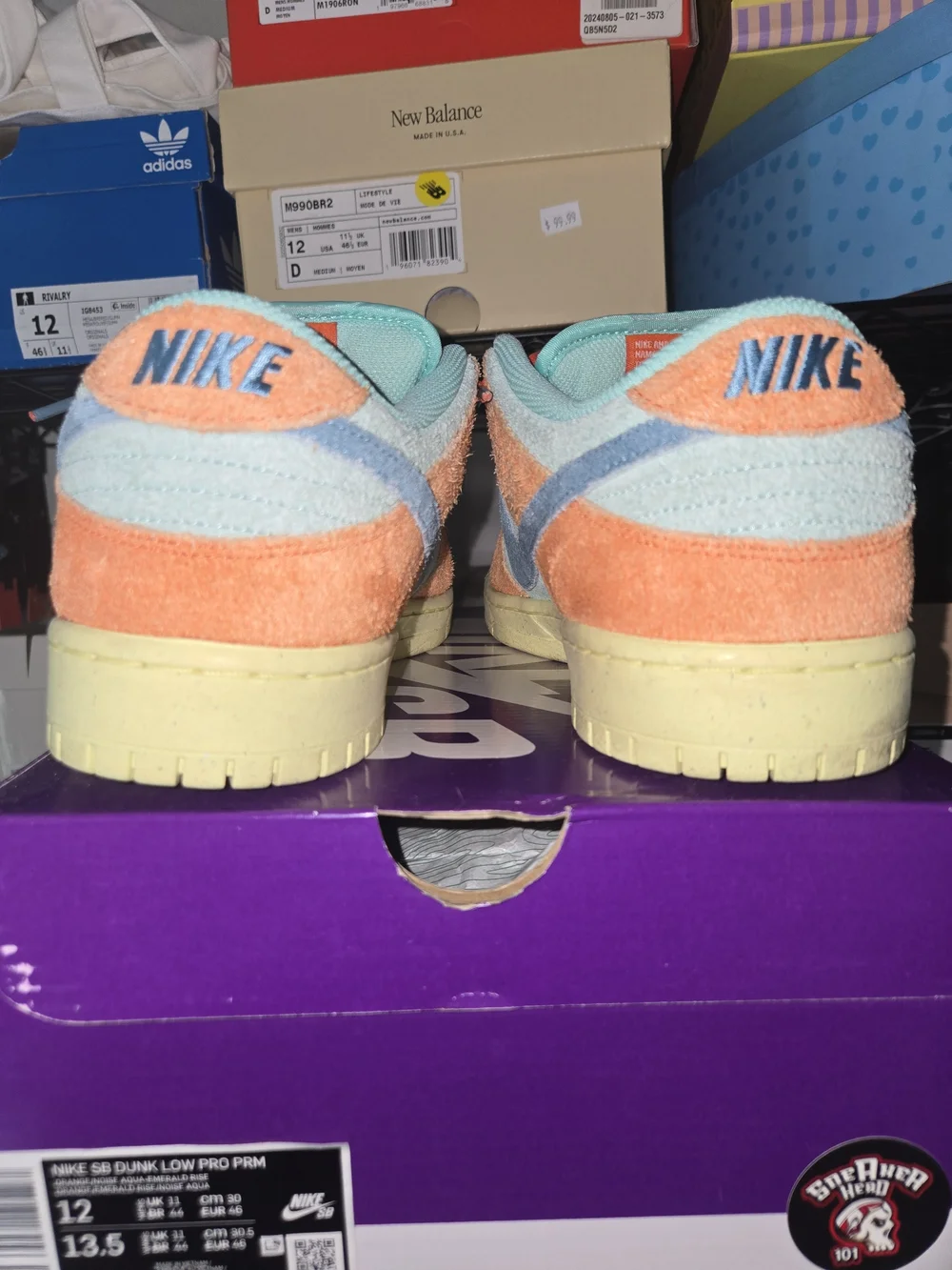 Nike Dunk Low Suede Sneakers in Coral & Aqua